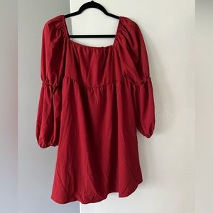 Large Red Puffy Sleeve Dress